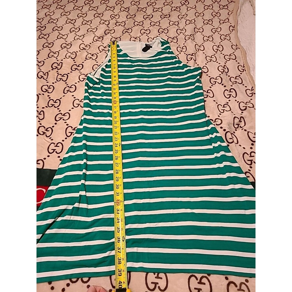 Ann Taylor Sleeveless Green And White Striped Dress Size Womens 14 Rayon Spandex - Picture 6 of 8